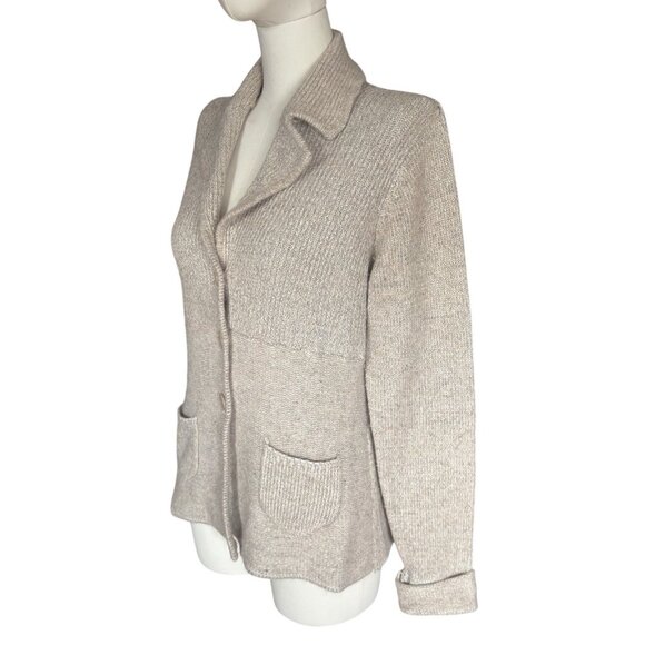 Vintage DuJour Silk Lambs Wool Blend Collared Button Up Cardigan Women's Sz S - Picture 2 of 9